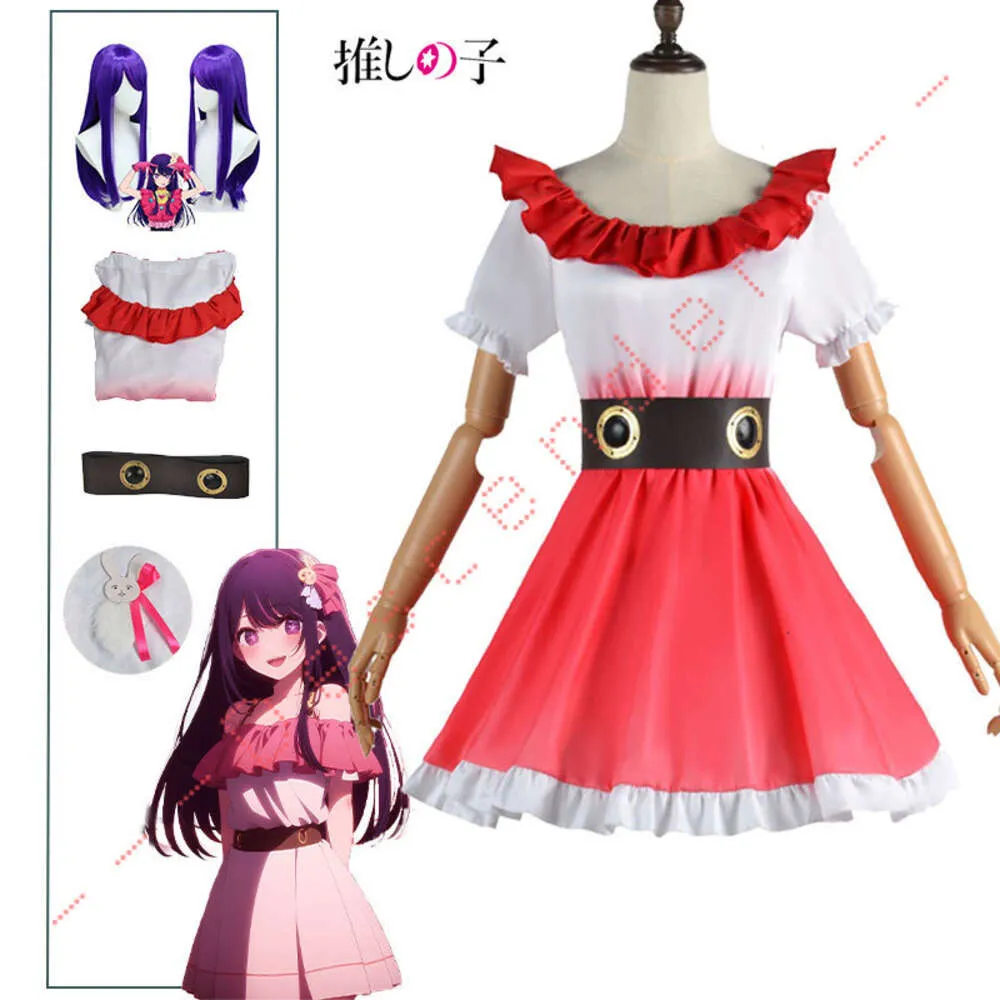 Ai Hoshino Kostüm Oshi No Ko Cosplay Perücke Red Bunny Haarnadel Performance Kleid Frauen Event Party Outfit Halloween