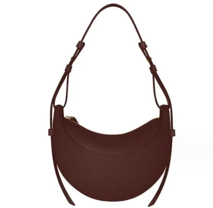 Womens Genuine Leather Half Moon Baguette Shoulder Bag Y2K