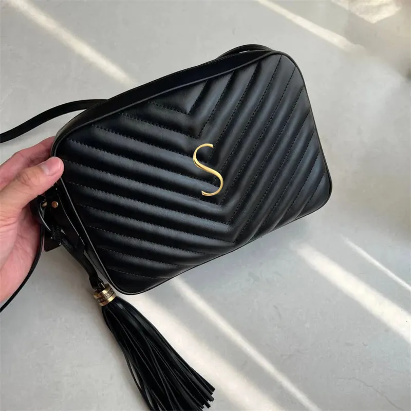 Luksusowe oryginalne skórzane torby z frędzlami designerski łańcuch łańcucha krzyżowe torby na ramię damskie klasyczne pikowane sprzęgło lady czarne torby torebki wieczorowe
