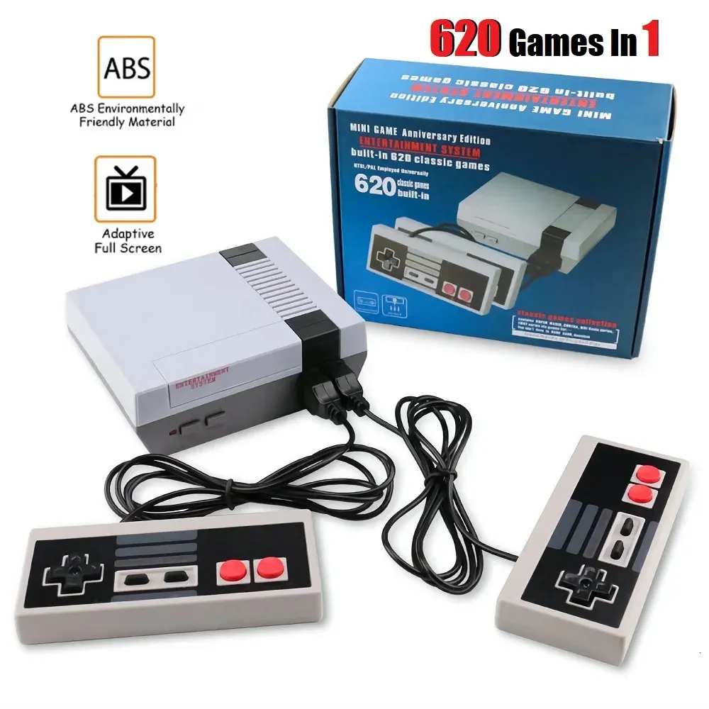 Controladores de jogo Joysticks Mini TV Video Game Console NES 8 Bit Built-in 620 Jogos Retro Clássicos 2 Jogadores Suporte Saída AV Handheld Brinquedos Infantis Presente 231025