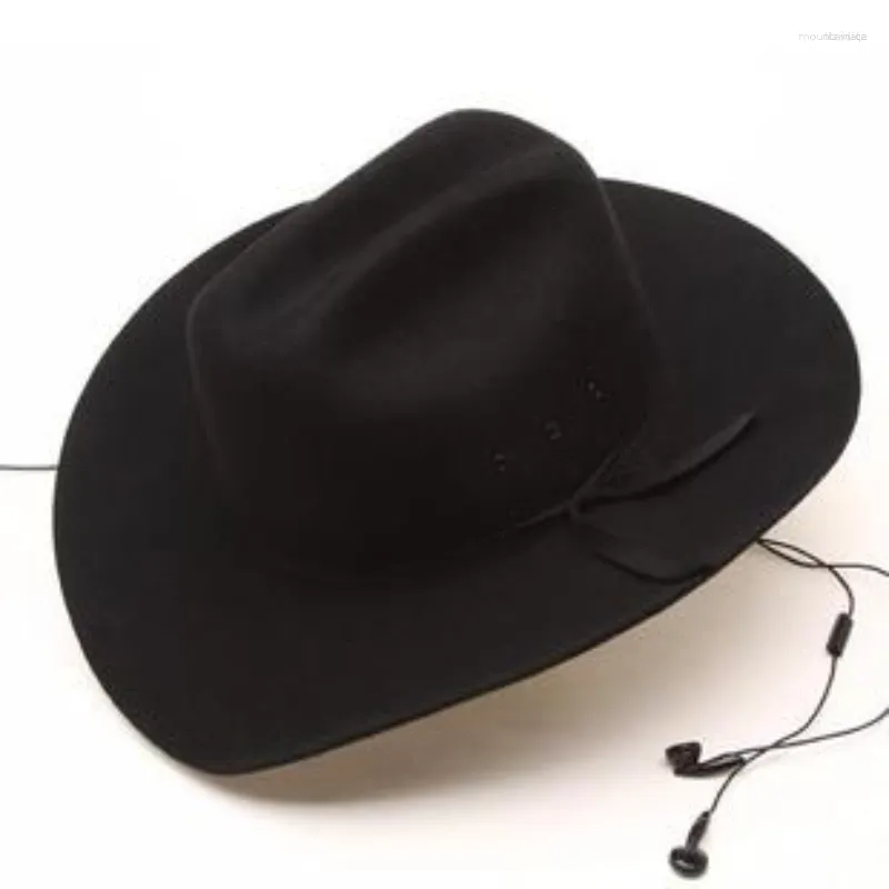 BERETS X-4012 Western Cowboy Hat Unisex Wool Fedora Hats Gentleman kände sig breda Brim