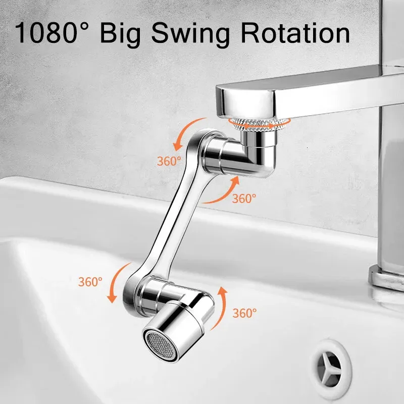 1080° Rotating Faucet Extender - 2 Spray Modes, Brass & ABS, Universal Fit For Kitchen/Bathroom