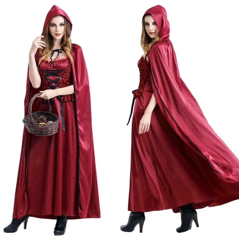 Noel Kostüm Cosplay Costumenew Rol Yapma Kıyafet Küçük Kırmızı Binicilik Hood Vampire Uzun Elbise Gotik Kraliçe Performans Kostüm