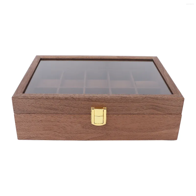 مربعات مشاهدة مربع رجال مربع رائع الحرفية مركب تخزين الخشب الغطاء الزجاجي الشفافة للمجوهرات