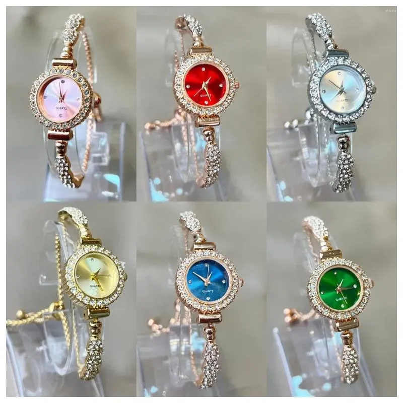 Wristwatches Women's Watch Luxury Adjustable Bracelet Quartz For Women Girls Fashion Alloy Imitation-Diamond Wristwatch Wholesale Clock