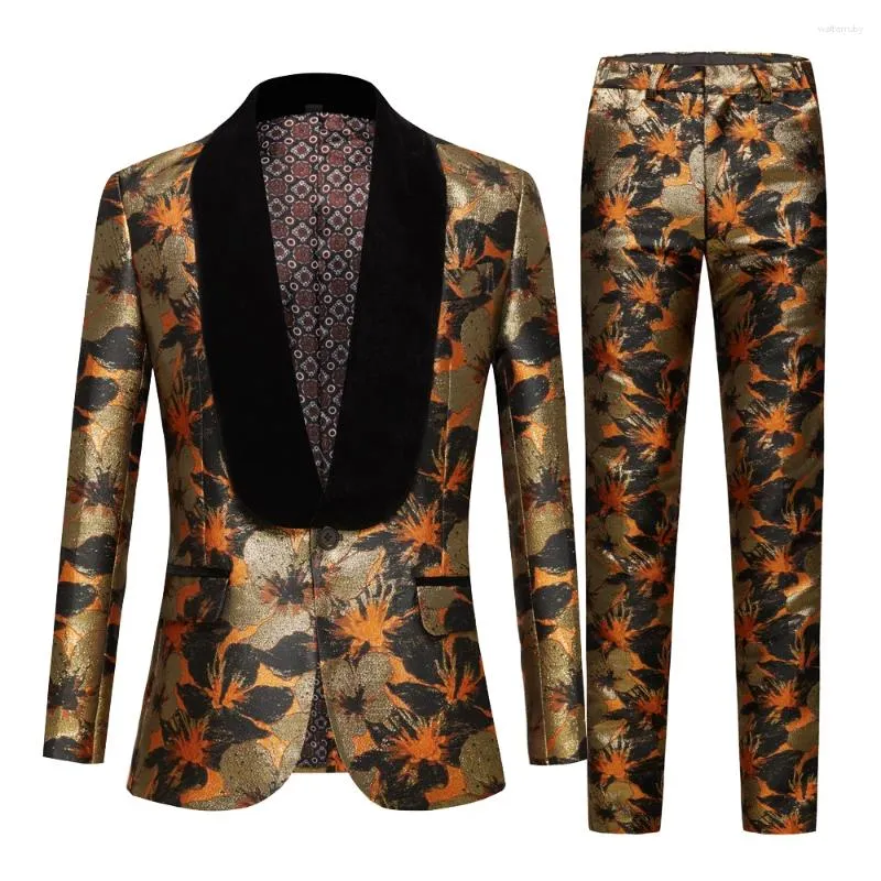 Herrenanzüge 2023 Maßgeschneidert Klassischer Bräutigam Formale Hochzeit Herren Lila Jacquard Rot Slim Fit 3-teiliger Schalkragen Mode Party-Blazer