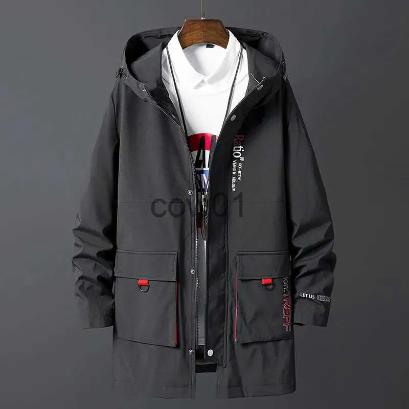 Мужские свитера Корейская мода Oversize 7XL 8XL 2023 Повседневная мужская черная ветровка Куртки Длинный плащ для весенне-осенней зимней одежды J231026