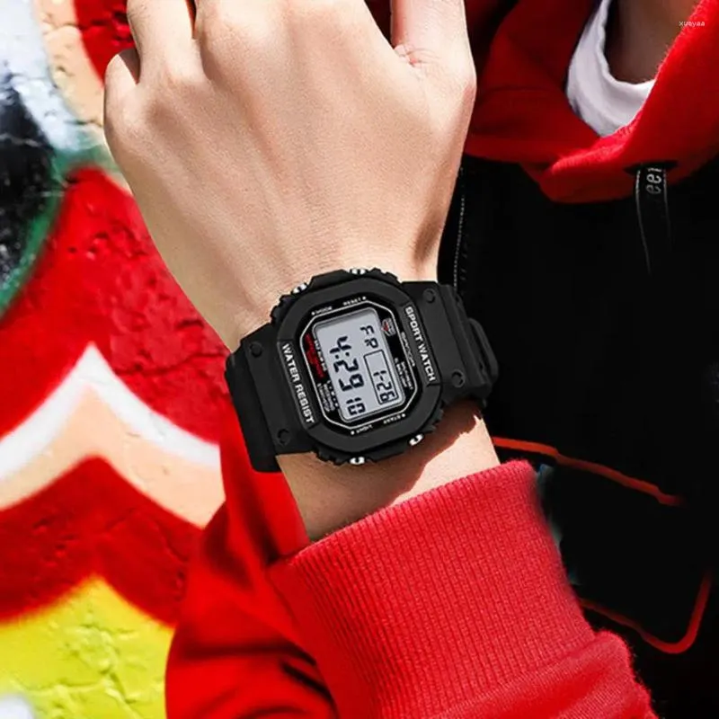 Zegarek na rękę męskie zegarek Electronic Solid Kolor Pasek wielofunkcyjny sportowy sportowy hydroofowy