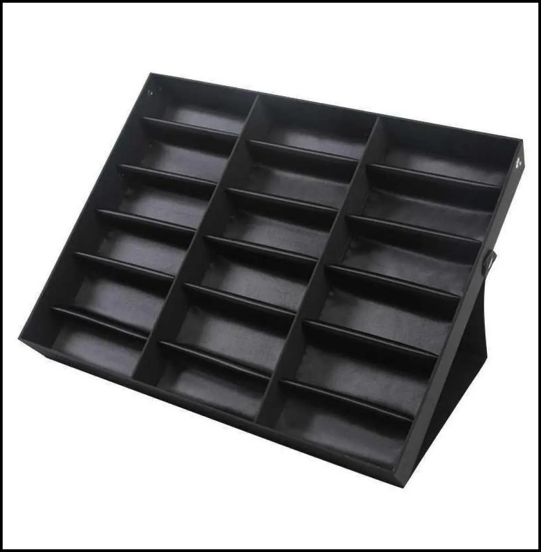 Lagringslådor BINS 18 GRIDS EYEGLASS SUNGLASSER GLASS LAGRING Display Box Holder Case Organizer MDJ998 X0703 Drop Deliv ZlNewHom3908515