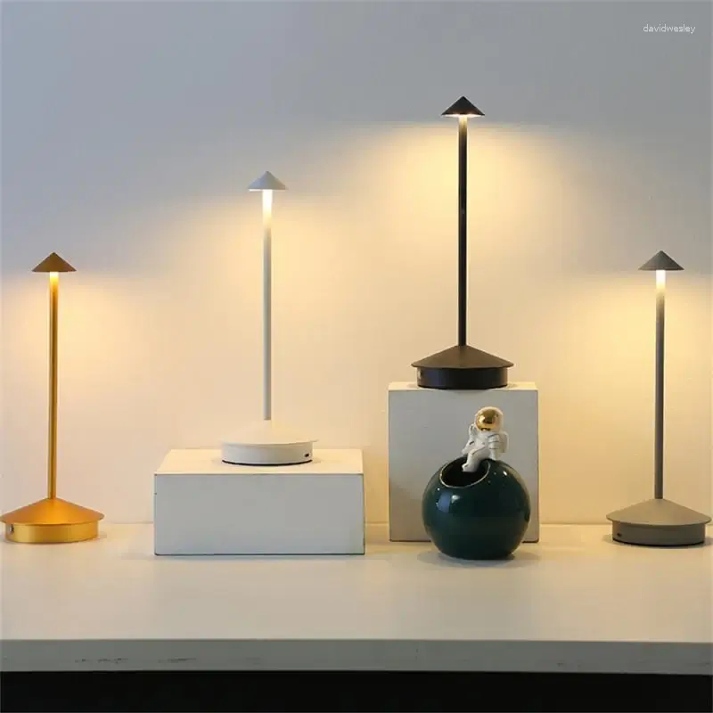 Table Lamps Bar Coffee Decorative Bedside Lamp Led Aluminum Home Non Polar Brightness Adjustment Rechargeable T El