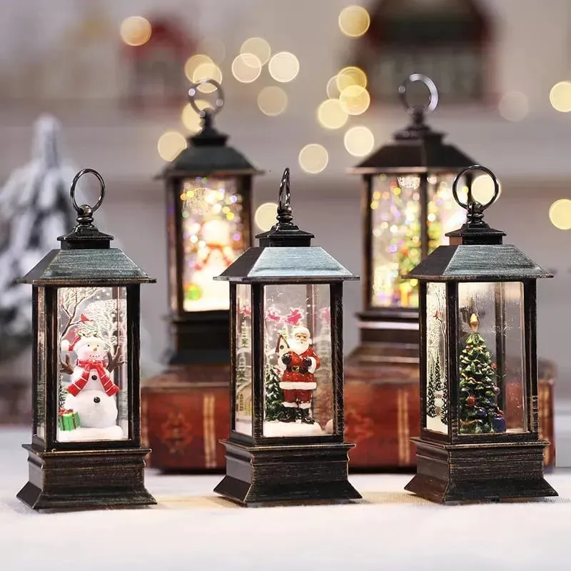 Christmas Decorations Santa Lantern Wind Lights Merry Decoration for Home Xmas Natal Navidad Ornament Year 2024 231026