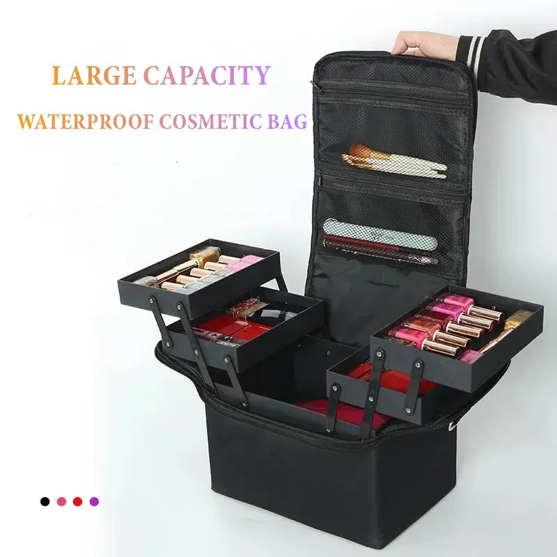 Kosmetiktaschen Koffer Große Kapazität Damen Kosmetiktasche Make-up-Koffer Mehrschichtiger Maniküre-Friseurkoffer Reisewerkzeug-Aufbewahrungsorganisator 231026