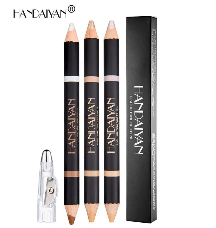 Handaiyan Double crayon à sourcils imperméable crayons surligneurs entiers avec taille-crayon sourcils éclaircissant pour le visage mat miroitant5761880