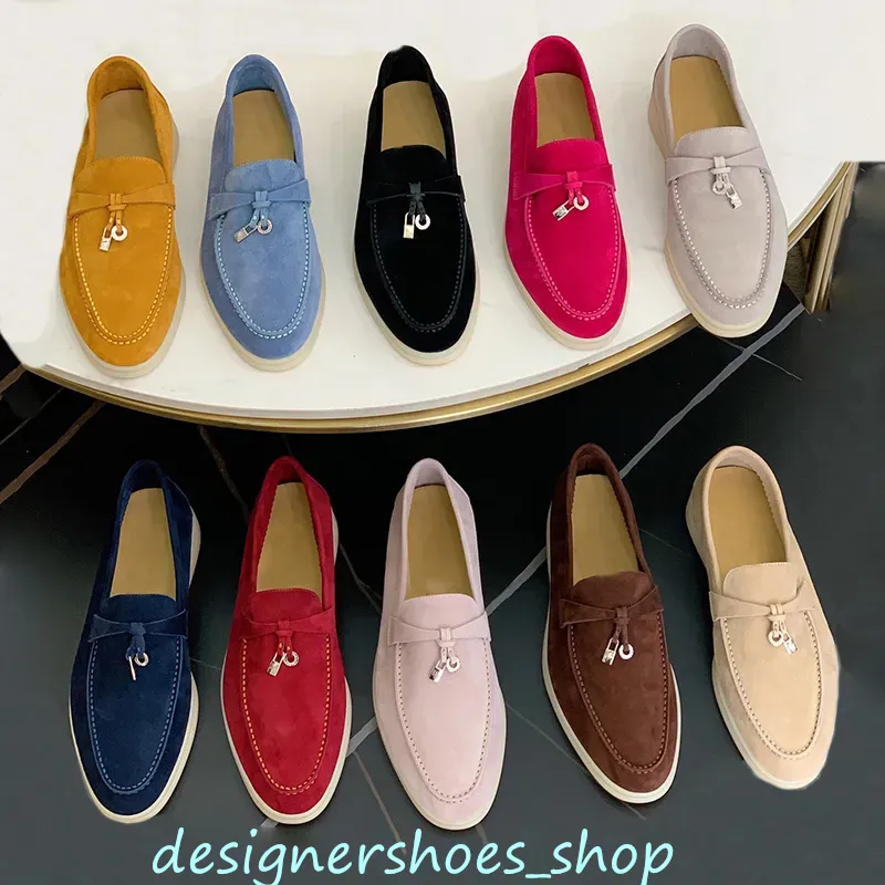 Geklede schoenen Suède mocassins loafers Ontwerpers Heren dames Topkwaliteit 100% echt leer Zomercharmes Lopen Suède mocassins Flats Loafers Suède loafers dames loafers