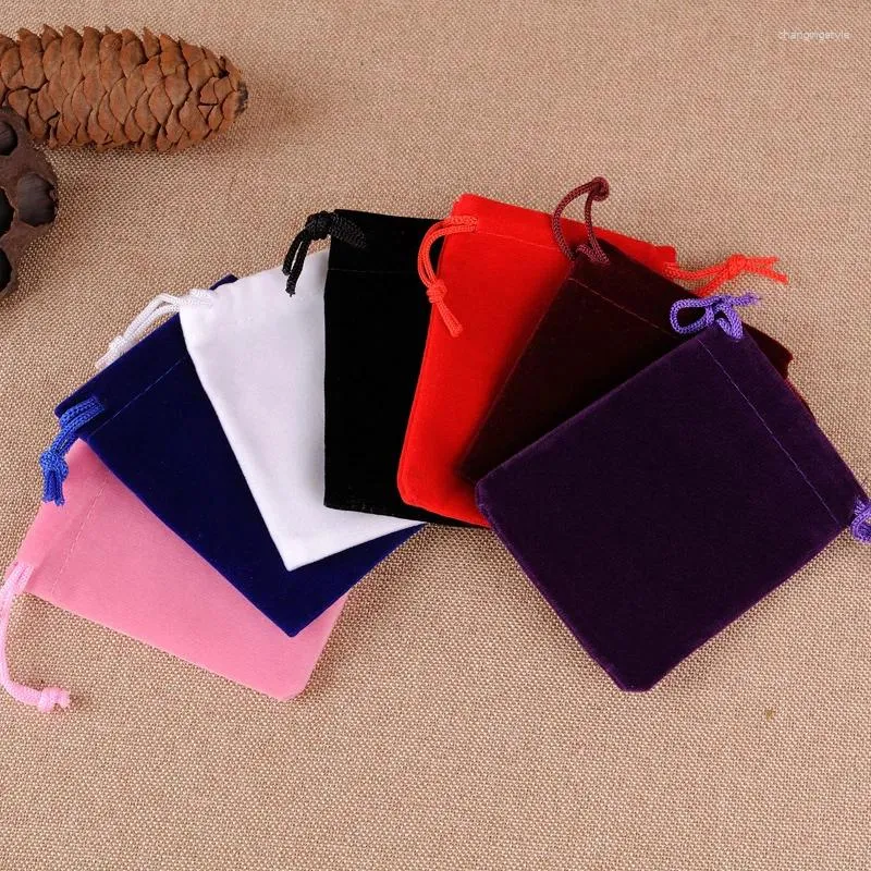 Shopping Bags 50pcs/lot 8x10cm Colorful Drawstring Velvet Jewelry Pouches Wedding Christmas Party Favor Gift Container Storage Bag