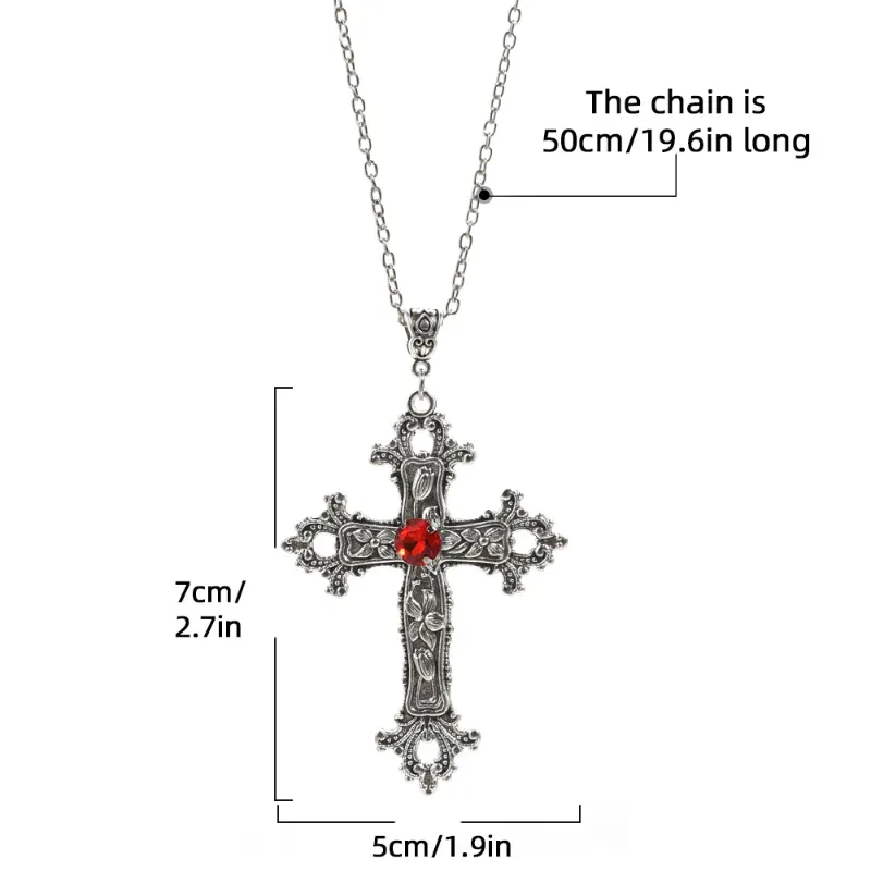 Miya® collana con croce, vecchio stile, stile Punk, collana Statement vintage, accessori Miya® collana con croce, vecchio stile, stile Punk, collana Statement vintage, accessori