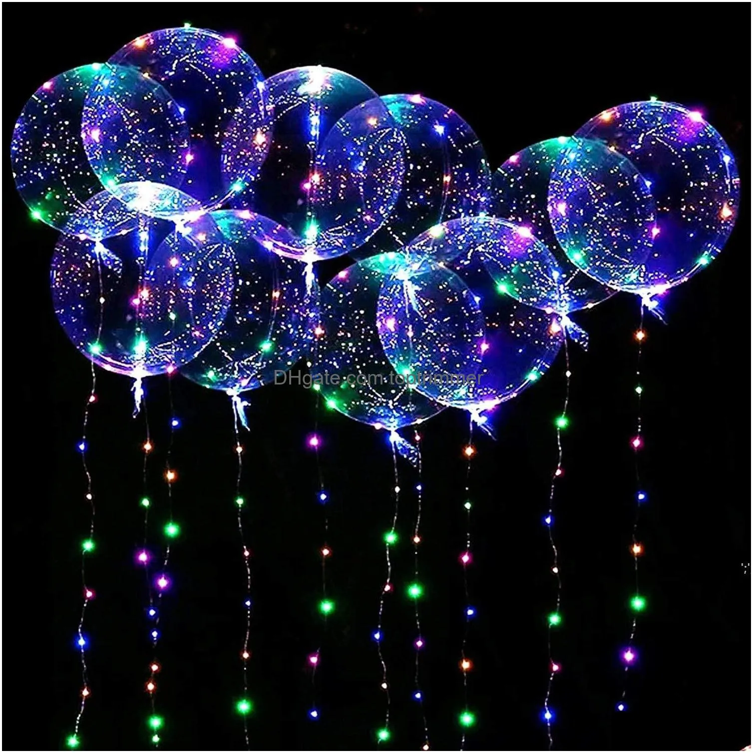 Воздушный шар со светодиодной подсветкой, плавающий в воздухе, светящиеся прозрачные прозрачные воздушные шары с пузырьками в помещении и на открытом воздухе, украшение для вечеринки по случаю дня рождения Zzf13026 D Dh32L