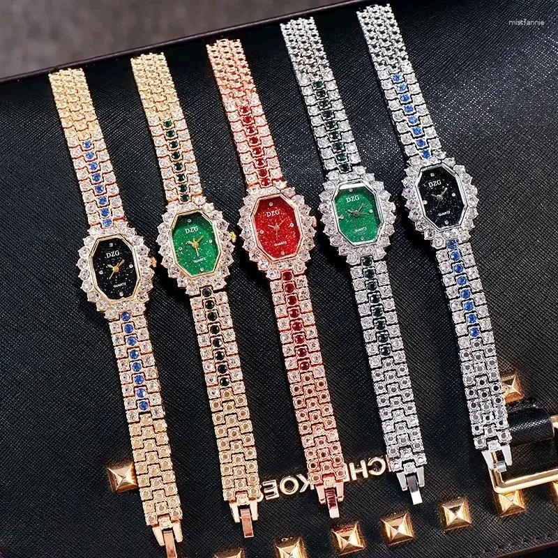 Armbanduhren Kreativität Quadratisches Zifferblatt Damen Kleid Uhren Luxus Voller Diamant Band Frauen Uhr Armband Armbanduhr Geschenke