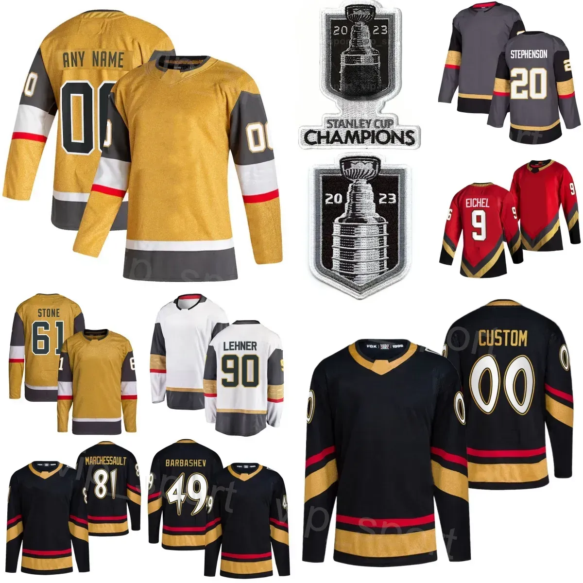 Vegas''Golden''Knights''Stanley Cup Champions 2023 Hockey 49 Ivan Barbashev maglie 19 Reilly Smith Robin Lehner Mark Stone Jonathan Marchessault