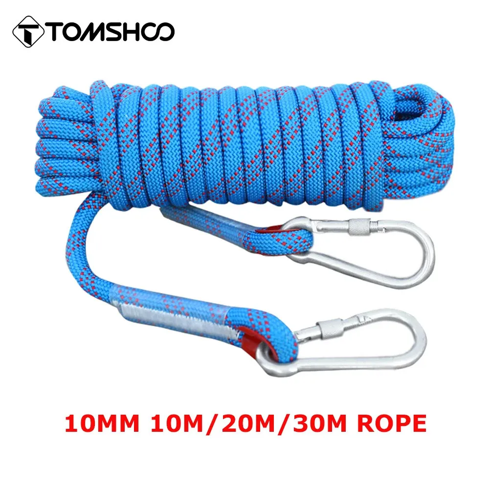 Cuerdas de escalada Tomshoo Cuerda de escalada en roca de 10 mm 10 M/20 M/30 M Cuerda de rápel estática para exteriores para rescate contra incendios Escape de seguridad Accesorios para escalar árboles 231025