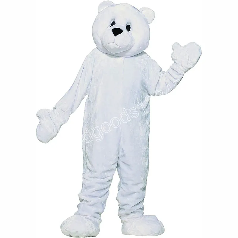 2024 Taille adulte Costumes de mascotte d'ours polaire blanc Halloween Robe de fête de fantaisie Carrivale Carnival Noël publicitaire Téniture de fête d'anniversaire de fête