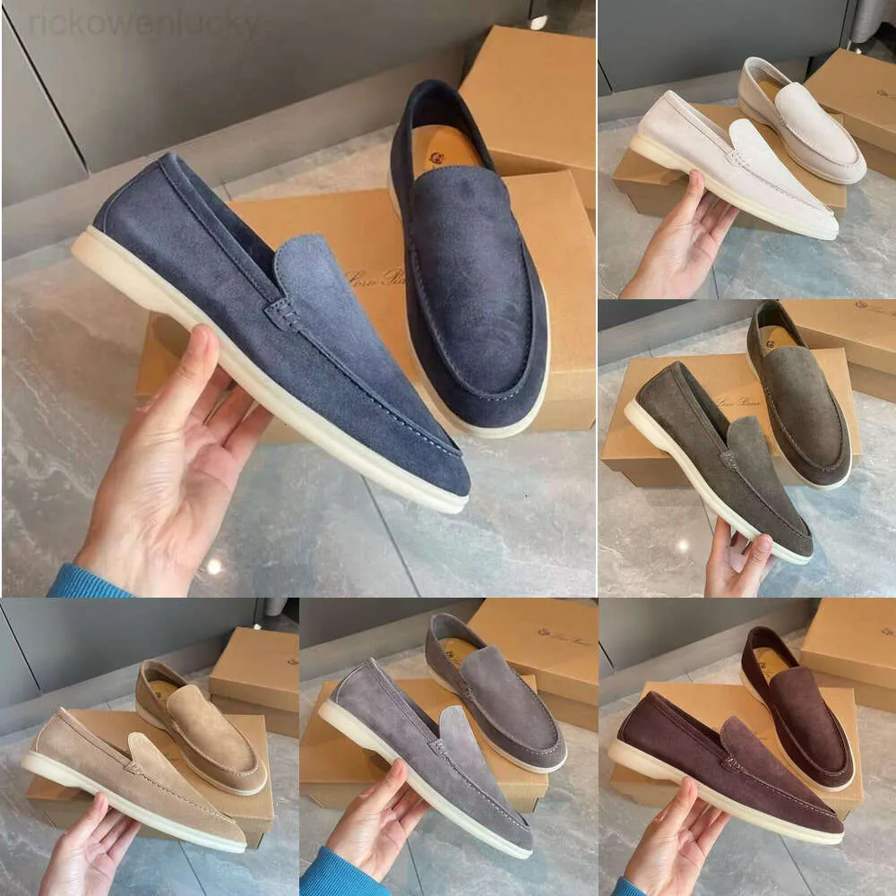 Loro pianas sapatos Elegant Bridals Mens sapatos casuais LP mocassins planos baixos camurça couro de vaca oxfords Mocassins verão caminhada conforto mocassim deslizamento em mocassim sola de borracha f