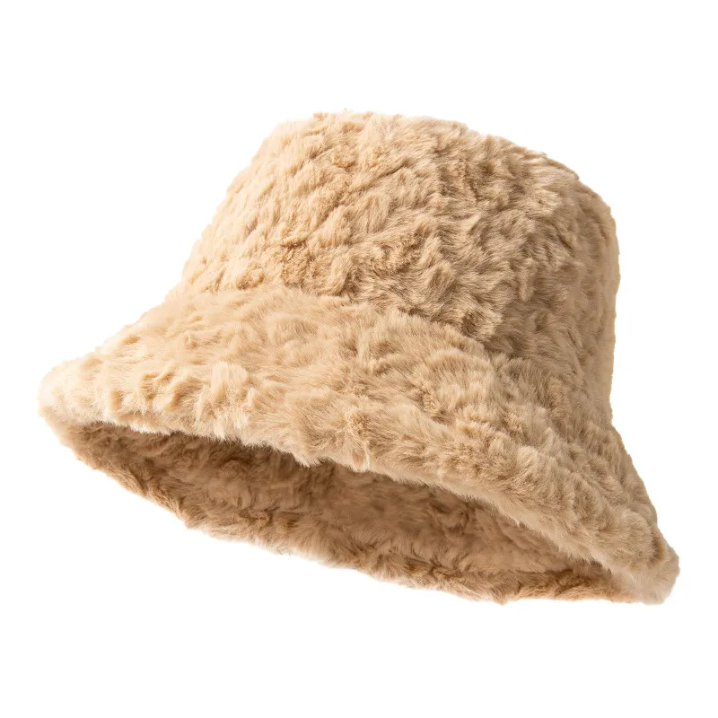 Bonnet femme automne et hiver chapeau seau mode couleur unie maison extérieur matériau en peluche pour bonnet chaud