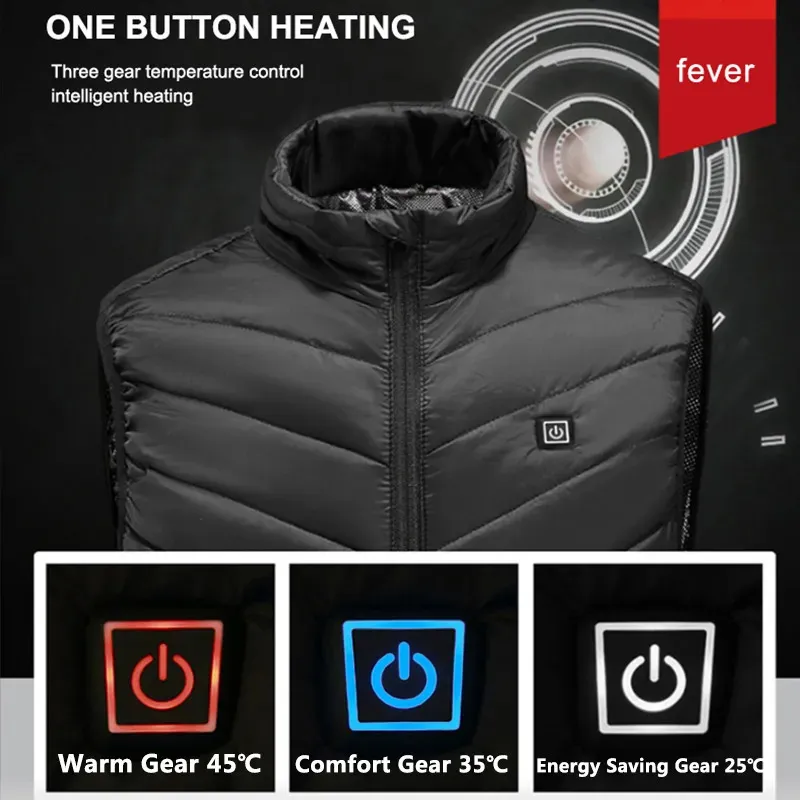 Verwarmd Vest Voor Heren Dames Met 9 Verwarmingszones, Unisex Verwarmd Jack Kleding Wasbaar Winter USB-opladen Verwarmd Vest 3 Kraampjes Instelbare Temperatuur Outdooractiviteiten Waterdicht