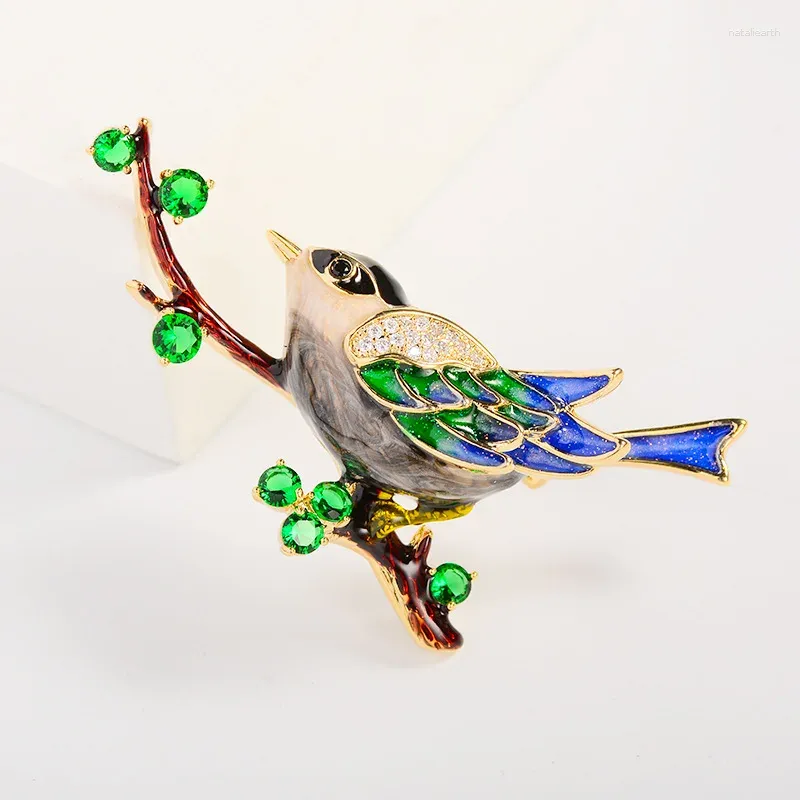 Broszki etniczna symulacja osobowości sroka pin broch broch pin Cute Emali Bird Flower with and for Clothing Accessories