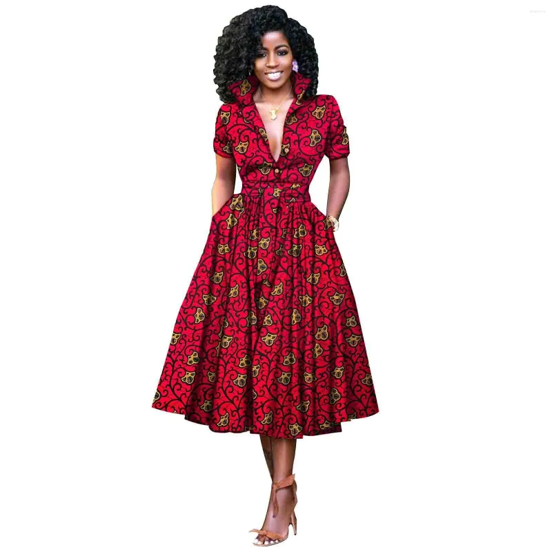 Etnisk klädförsäljning Afrikansk tryckklänningar Elegant Lady Party Wedding Plus Size For Women Fashion Wax Cotton