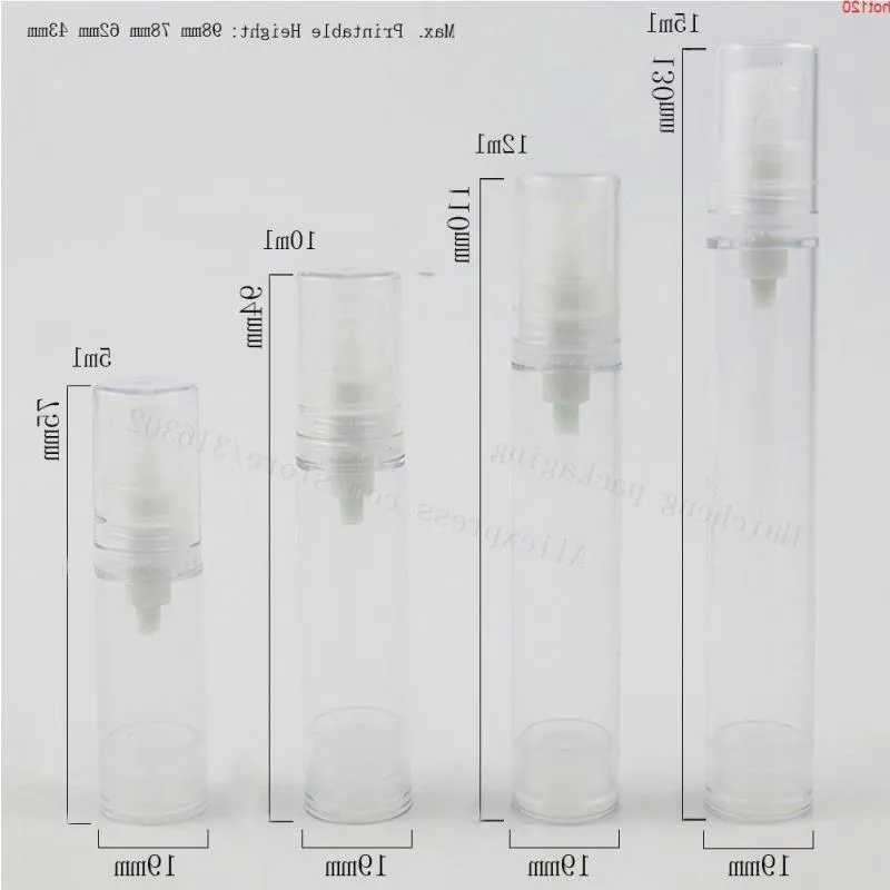 500 x Travel 15 мл, 12 мл, 10 мл, 5 мл, прозрачная безвоздушная бутылка с насосом для лосьона, пустая многоразовая бутылка для крема для рук с насосом для лосьона Containergood Pardu