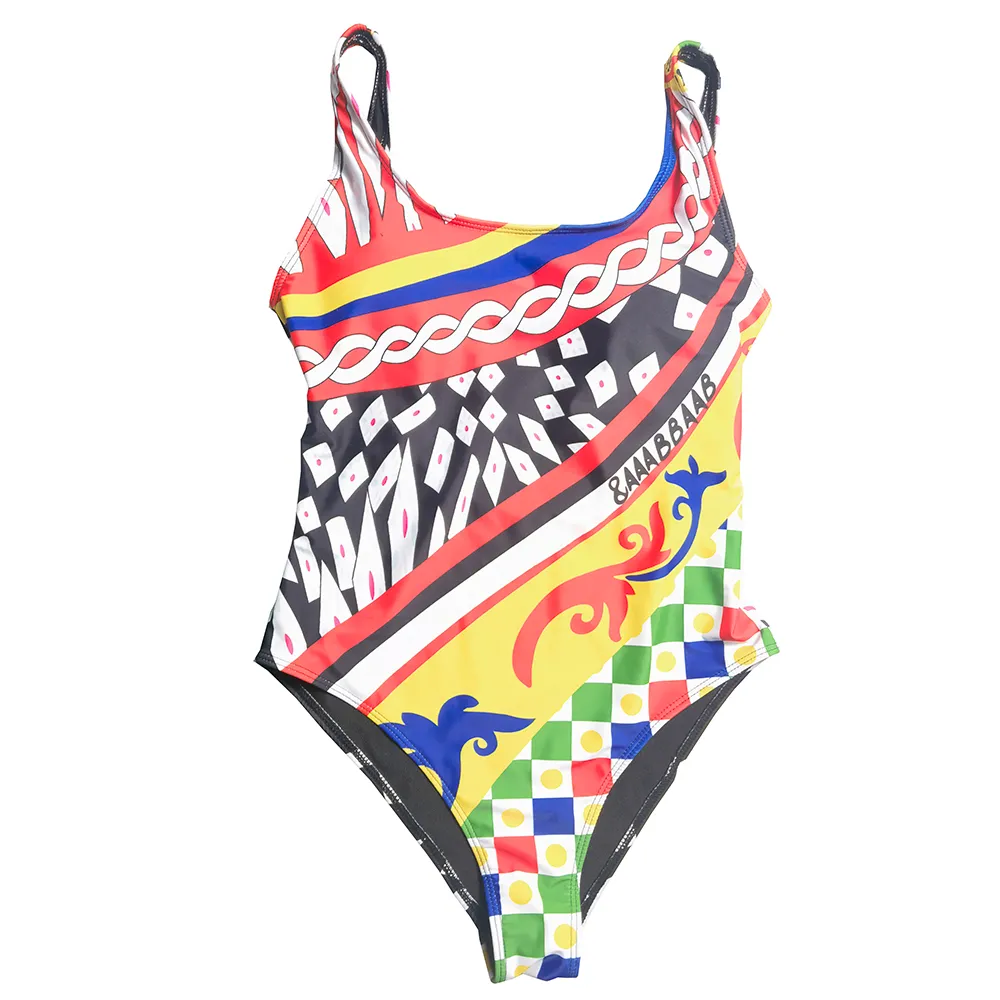 Maillot de bain multicolore pour femmes, séchage rapide, rembourré, imprimé à la mode, une pièce, de styliste, d'été