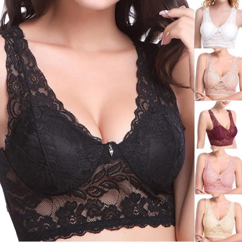 Bustiers Corsets Plus Size Bra Ultrathin Lace Bralette for Push Up Woman Brassiere調整可能なフルカップブラスアンダーウェアガールズC Dブラスバスティ