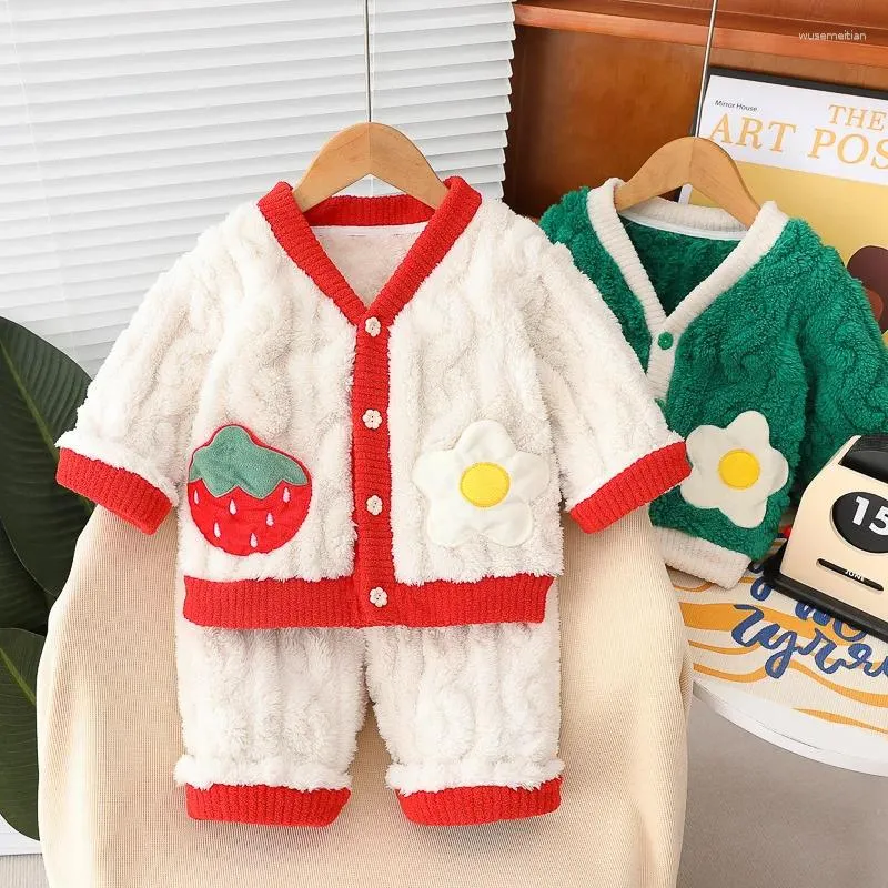 Kleidungssets Herbst Winter Baby Mädchen Jungen Kinder Warme Plüsch Mäntel Hosen 2 Stücke Kleinkind Kinder Trainingsanzug Säuglingskleidung Outfits