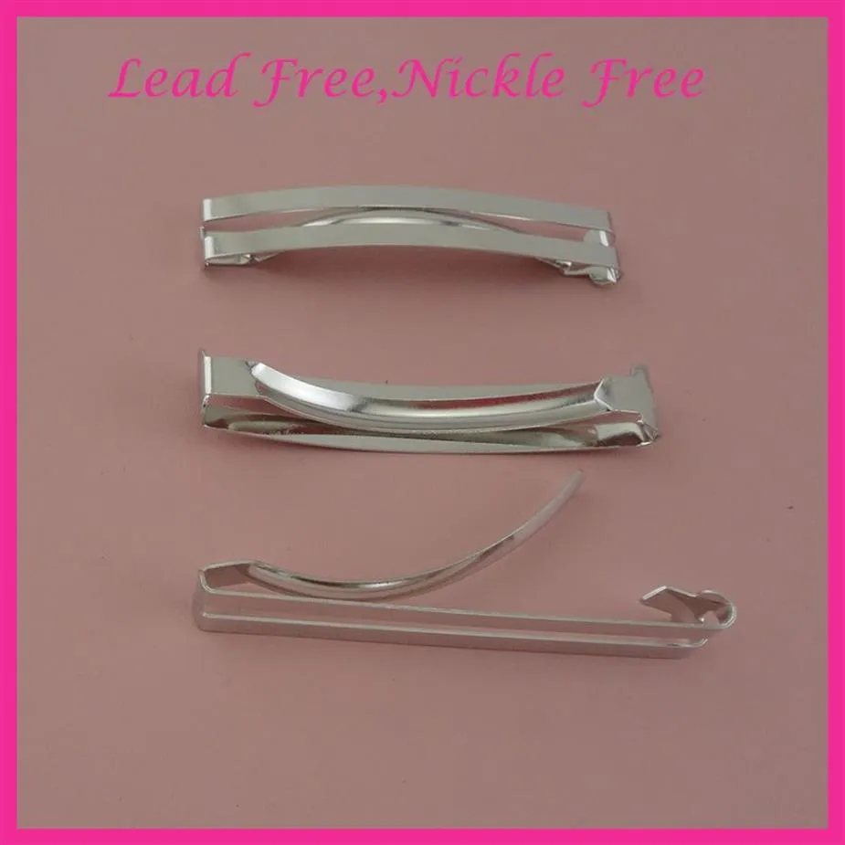 20PCS Silver Finish 6 0cm 2 35 Flat double bars metal hair barrettes at lead and nickle Bargain for Bulk263k