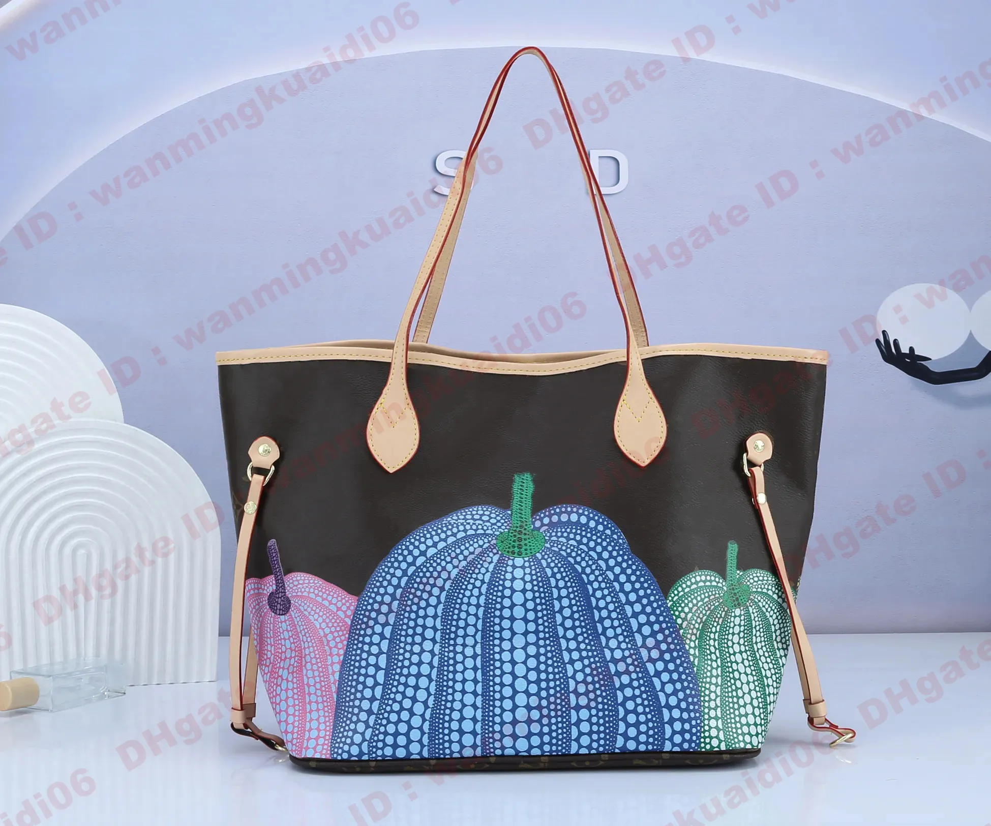 Luxury YK Pumpkin Print series Shopping Bags Women 2 pcs set Tote Bag Handbag Women Designer Bags Large Capacity Cross body Bags With coin wallet
