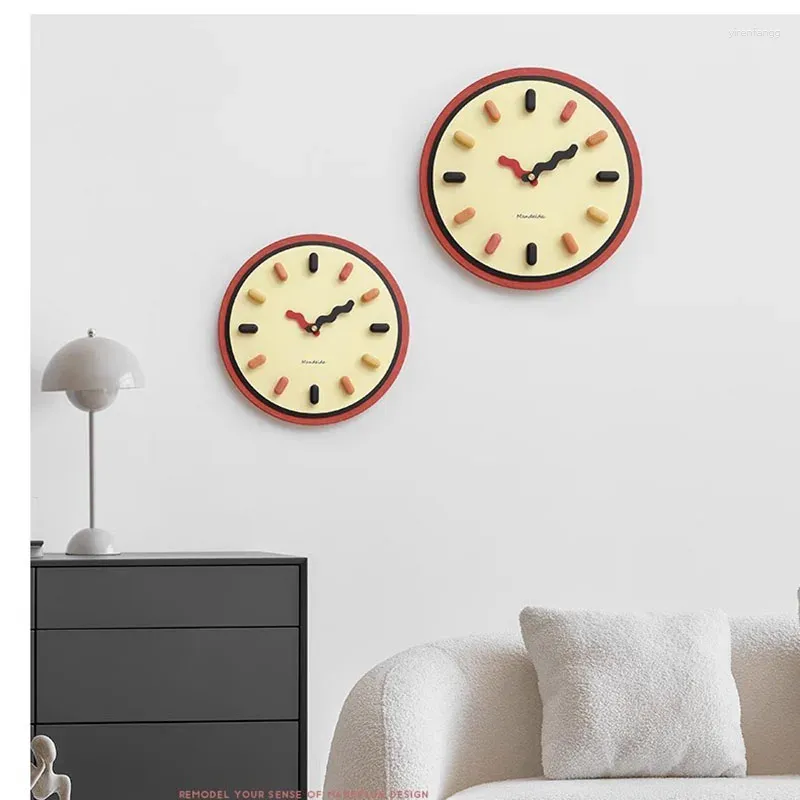 Wall Clocks Wooden Children Cute Clock Modern 3d Round Watch Small Living Room Silent Reloj Pared Decorations
