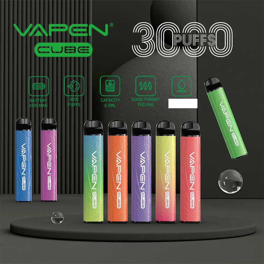 VAPEN CUBE 3000 Puff 3k vapes одноразовая затяжка 3000 Одноразовый портативный испаритель Vape Стартовые наборы 0% 2% 5% предварительно заполненные, емкость 8 мл, аккумулятор 1000 мАч