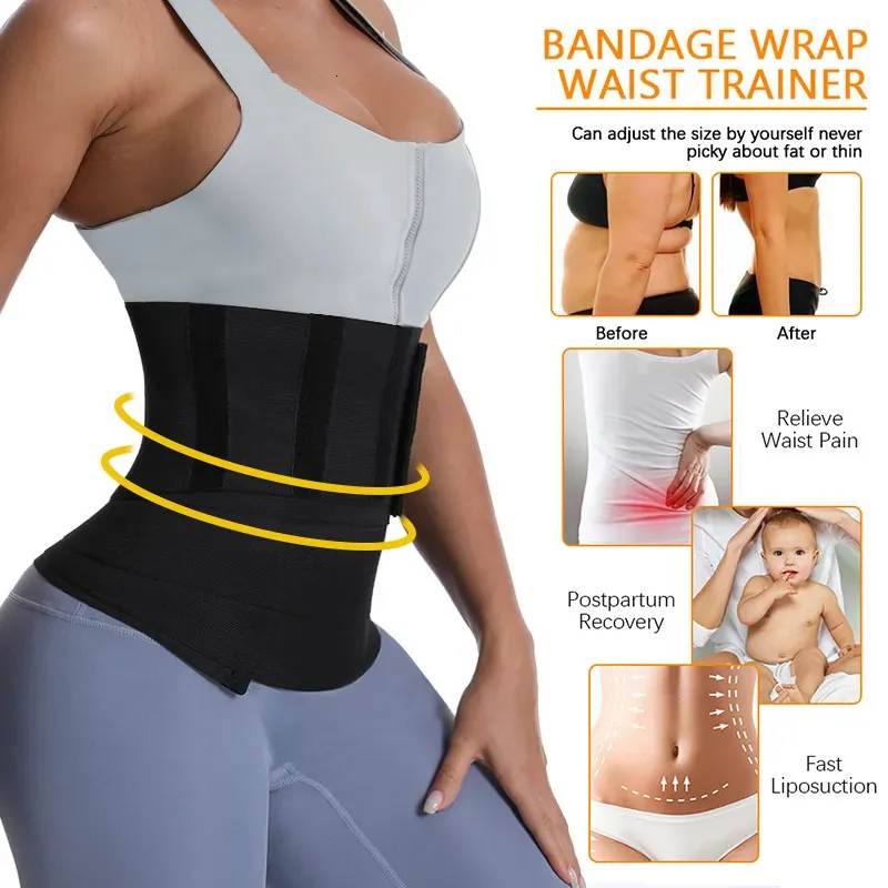 Tummy Control Bandage Waist Trainer Sauna Suit Women Long Torso