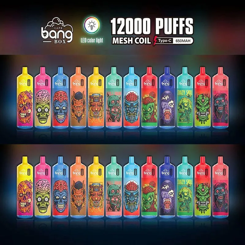 Original Bang BOX 12000 Puffs Disposable E Cigarettes Big Vapor LED Color Light 650mah