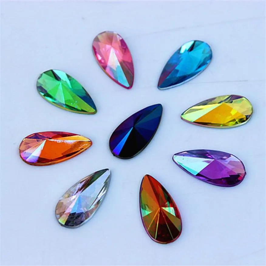 MICUI 100st 9 18mm Crystal Drop Rhinestones Flat Back Acrylic Crystal Stones för smycken som gör kläddekorationer ZZ455297Y