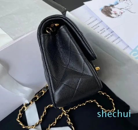Bortkyror Super Original Kvalitet M Chain Shoulder Bags Caviar Lambskin Leather Luxury Designer CF Bag Fashion Crossbody Flap Handbag Lady Purse With Box