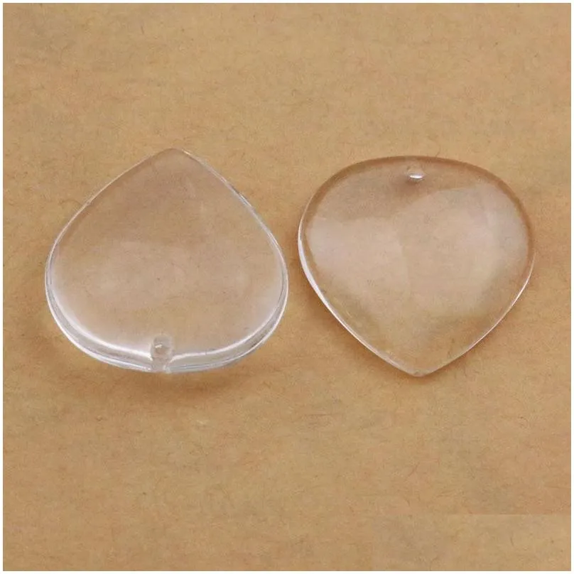 Spacers 26Mm Heart Beads With Hole Flat Back Clear Glass Cabochon Punched Tray Highly Transparent Jewelry Accessories 500Pcs Wholesale Dhsmt