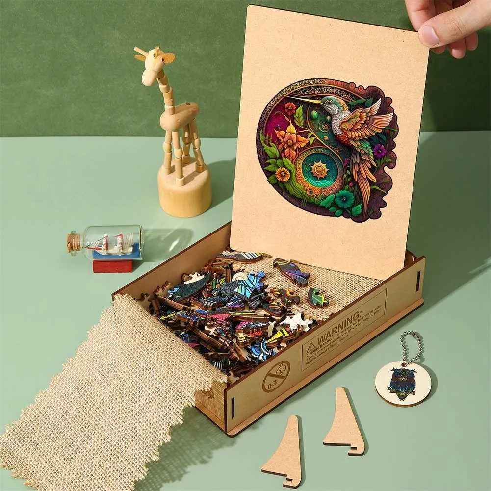 3D Wooden Animal Puzzles for Kids & Adults - Unique DIY Craft Jigsaw ...