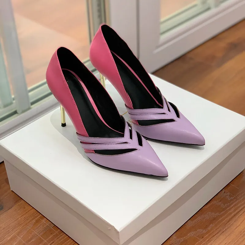 2024 Designer New Shoes Sexy Fashion Dress Brilliant Leather Luxury Thin High Heels Internet Red Star Internet Red Same Style Pointed Shoes