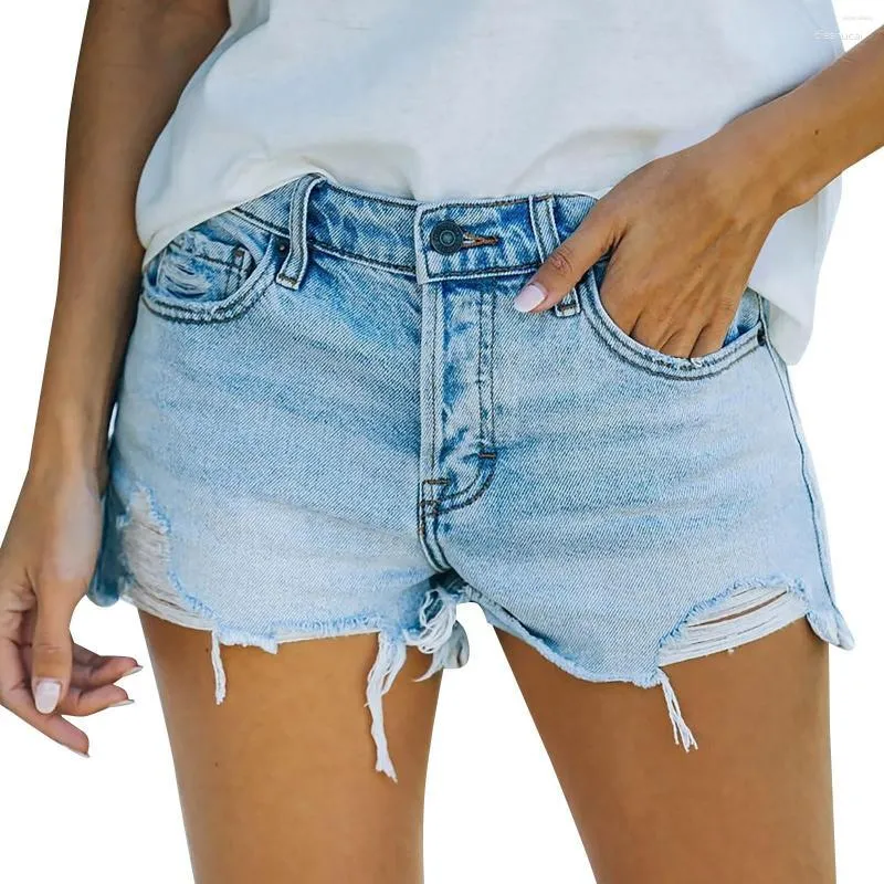 Active Shorts Women's Ripped Fringe Sexy Denim Women For Summer Knee Length