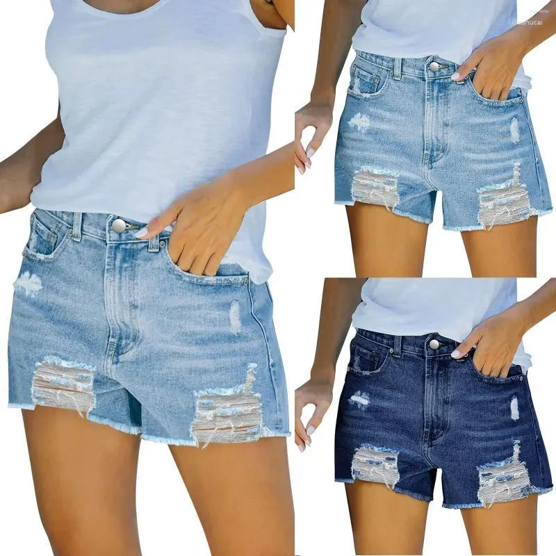 Short actif femme décontracté taille moyenne Denim extensible été Jean pantalon à fleurs sauvages pour les femmes