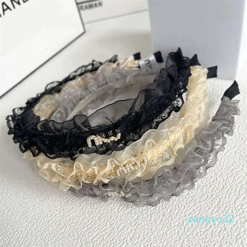 Designer head scarf Black Lace Hair Hoop Luxury Women Hair Band Fashionable Design Hairpin Versatile