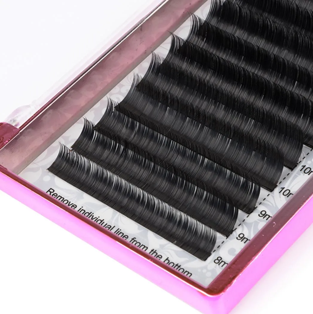 Mixlängd 2019 Flat Split Tips Eyelash Extension Natural Soft Cilios Individual False Eye Lash Extension7171320