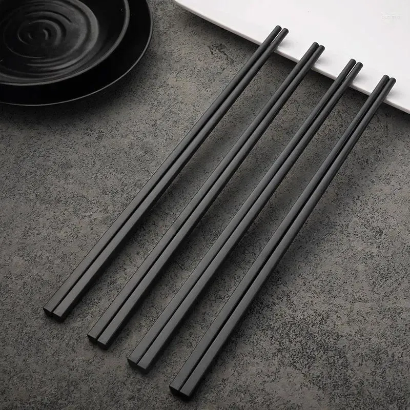 Chopsticks non slip diskmaskin säker bambuform klass 10 par legering kinesiska sushi pinnar återanvändbara